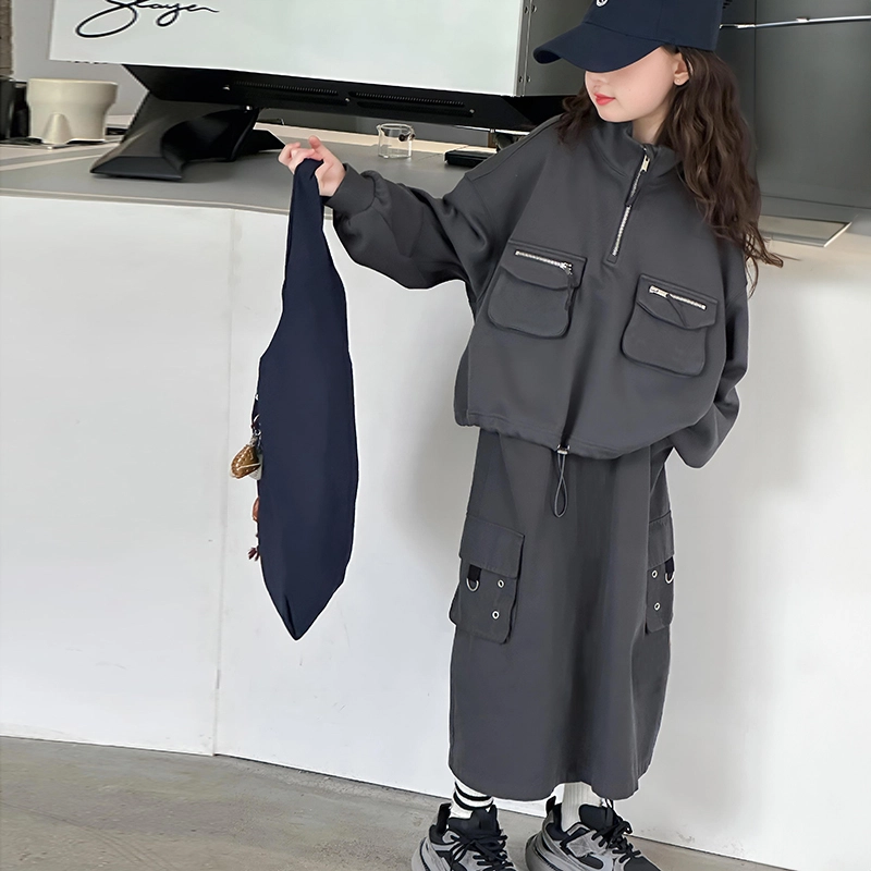 比比我休闲运动套装  女童春秋季大童潮牌工装风时髦小孩衣服 小女孩长袖洋气 舒适帅气轻便