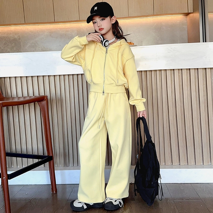 比比我休闲运动套装  女童春秋季卫衣卫裤针织大童潮牌小孩衣服 小女孩长袖洋气时髦 舒适帅气轻便
