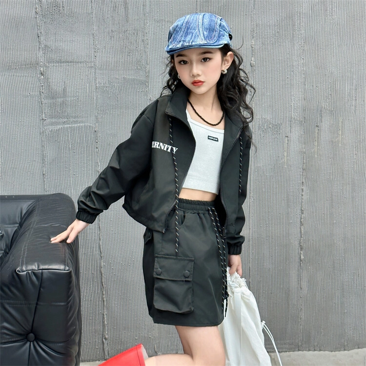 比比我休闲运动套装  女童春秋季工装大童潮牌小孩衣服 小女孩短袖洋气时髦 舒适帅气轻便