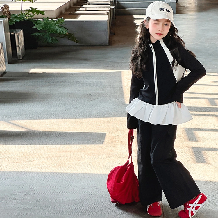 比比我休闲运动套装  女童春秋季时尚 百搭大童潮牌小孩衣服 小女孩短袖洋气时髦 舒适帅气轻便