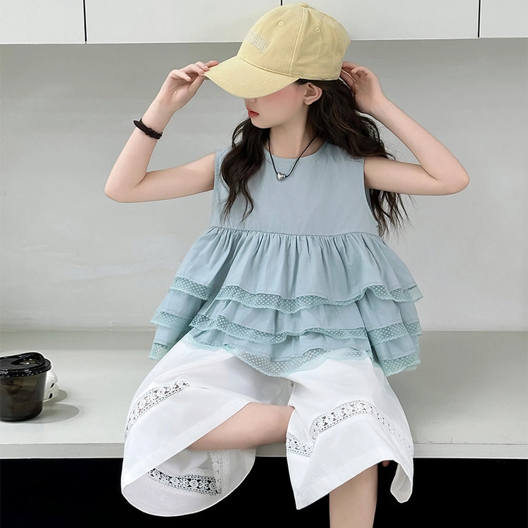 比比我儿童休闲运动套装 女童夏季  小孩衣服 小女孩字母短袖 洋气短裤套 大童潮牌 青少年