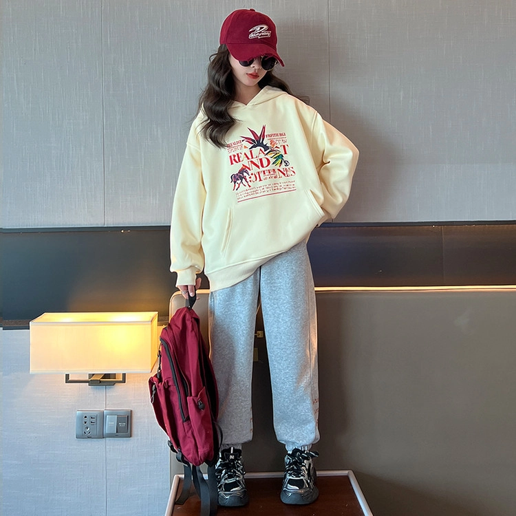 比比我休闲运动套装   女童春秋季 时尚 百搭 大童潮牌小孩衣服 小女孩长袖洋气时髦 舒适帅气轻便软顶