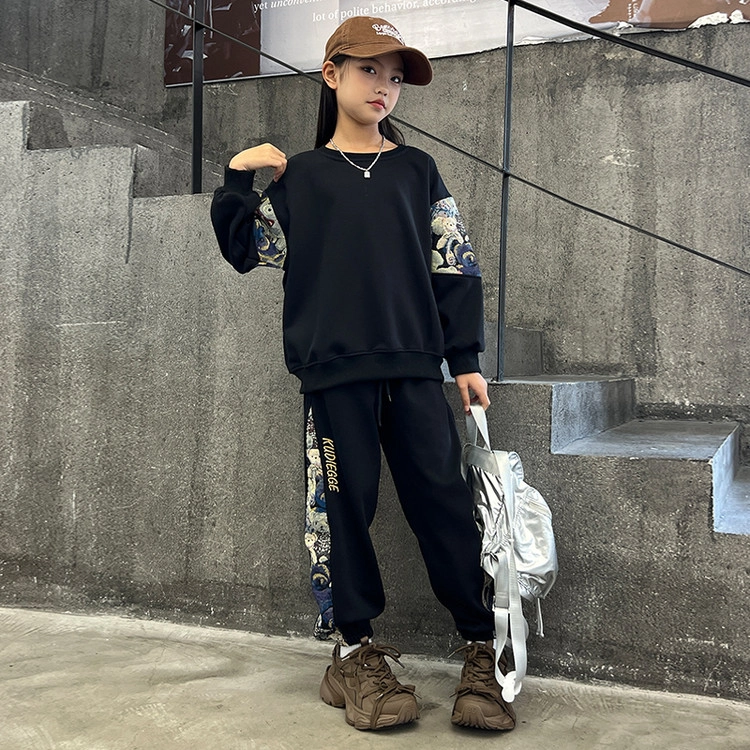 比比我休闲运动套装  女童春秋季小熊大童潮牌小孩衣服 小女孩短长袖洋气时髦 舒适帅气轻便