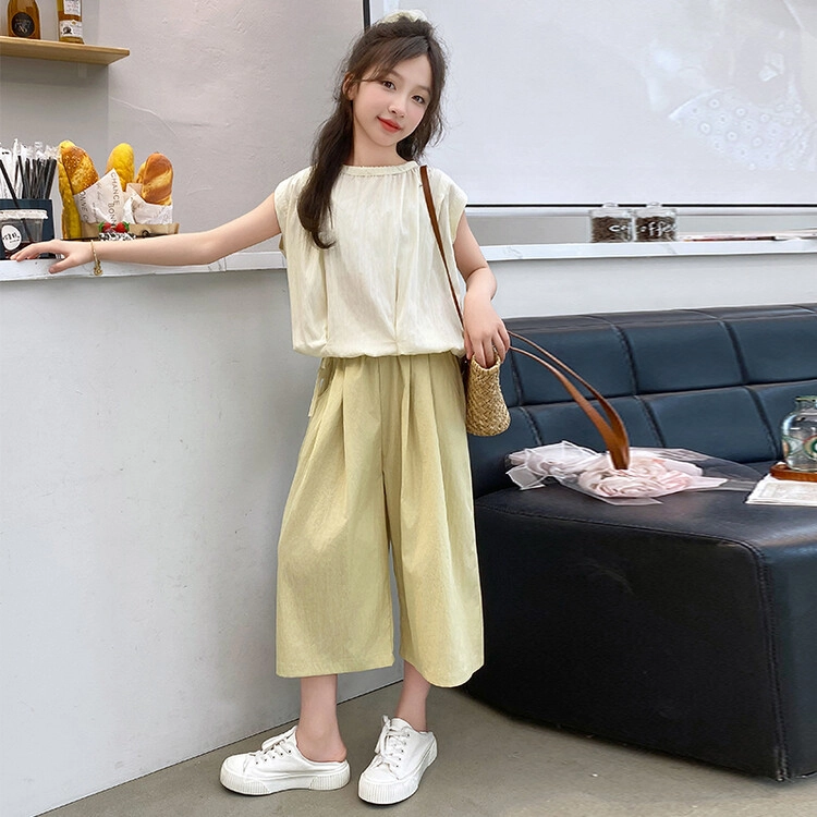 比比我儿童套装  休闲运动 女童夏季服装 小孩衣服 小女孩七分裤 大童潮牌