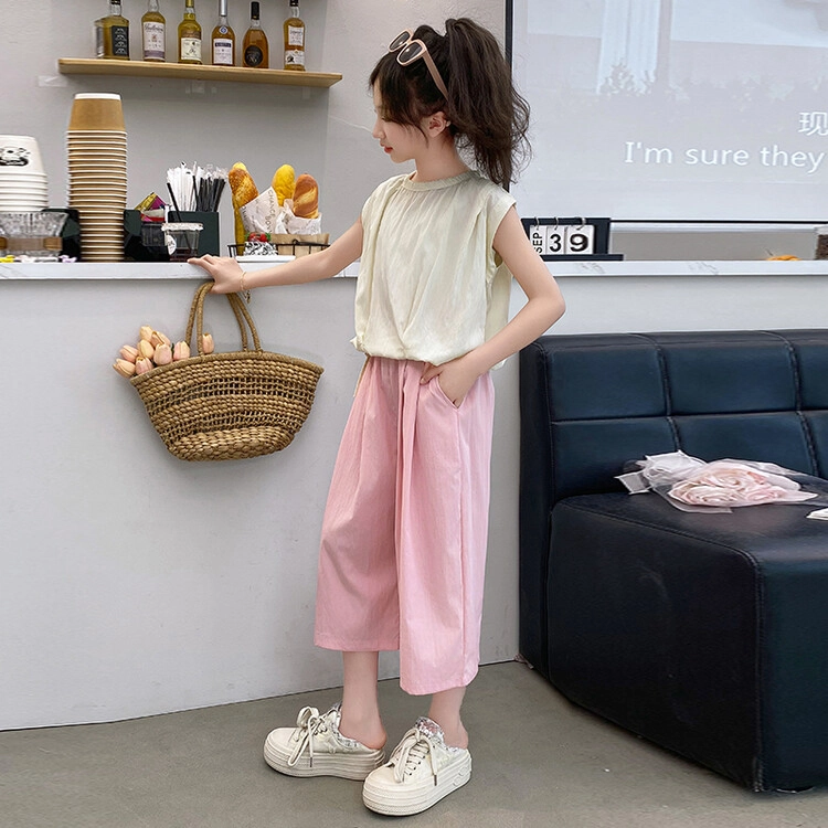 比比我儿童套装  休闲运动 女童夏季服装 小孩衣服 小女孩七分裤 大童潮牌