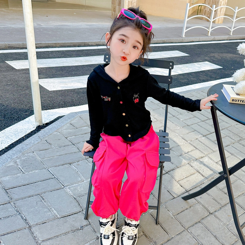 比比我休闲运动套装  女童春秋季连帽工装裤大童潮牌小孩衣服 小女孩短袖洋气时髦 舒适帅气轻便