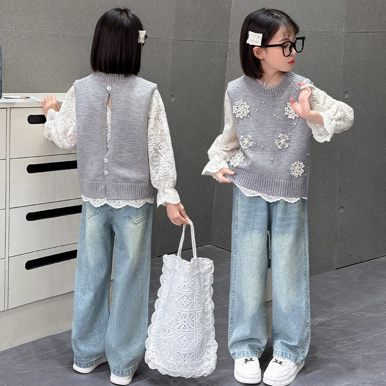 比比我休闲运动套装  女童春秋季韩版潮流大童潮牌小孩衣服 小女孩短袖洋气时髦 舒适帅气轻便