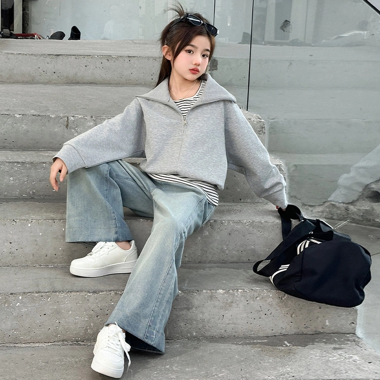 比比我休闲运动套装  女童春秋季 宽松时尚百搭大童潮牌小孩衣服 小女孩短袖洋气时髦 舒适帅气轻便