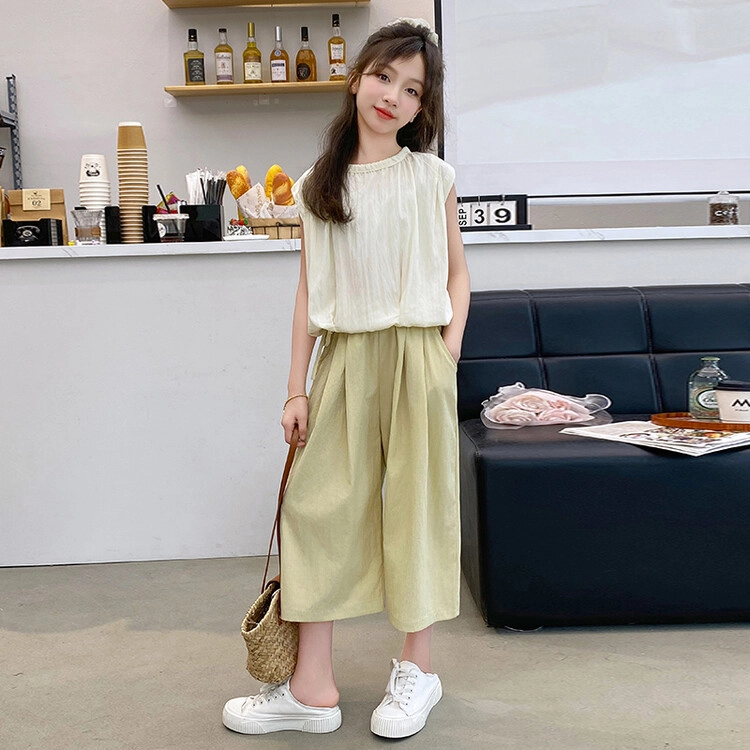 比比我儿童套装  休闲运动 女童夏季服装 小孩衣服 小女孩七分裤 大童潮牌
