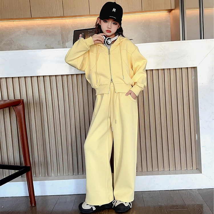 比比我休闲运动套装  女童春秋季卫衣卫裤针织大童潮牌小孩衣服 小女孩长袖洋气时髦 舒适帅气轻便
