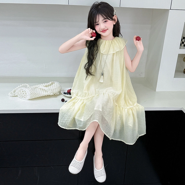 比比我女童夏季连衣裙 小女孩雪甜美韩系裙子 清新公主裙 大童潮牌 时尚舒适 百搭休闲