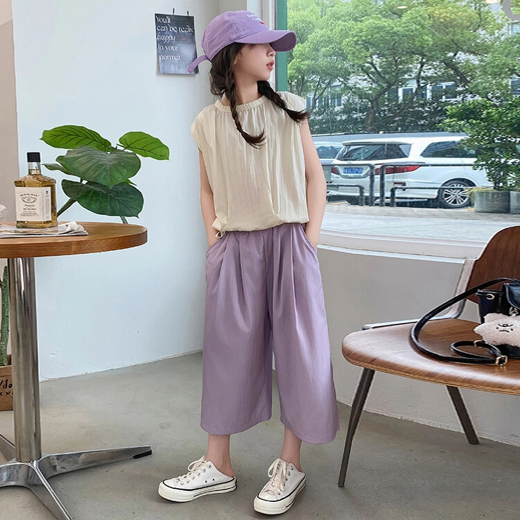 比比我儿童套装  休闲运动 女童夏季服装 小孩衣服 小女孩七分裤 大童潮牌