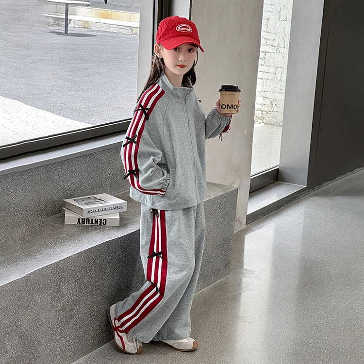 比比我休闲运动套装  女童夏季大童潮牌小孩衣服 小女孩短袖洋气时髦 舒适帅气轻便