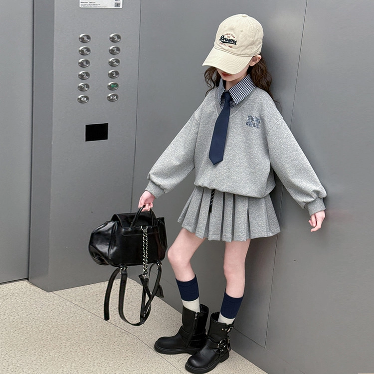 比比我休闲运动套装  女童春秋季时尚学院风大童潮牌小孩衣服 小女孩长袖洋气时髦 舒适帅气轻便