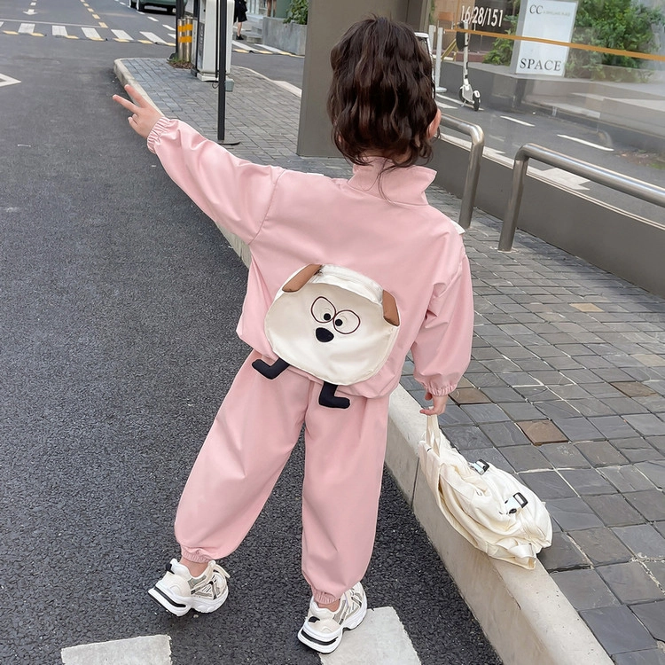 比比我休闲运动套装  女童春秋季后背包包大童潮牌小孩衣服 小女长长袖洋气时髦 舒适帅气轻便