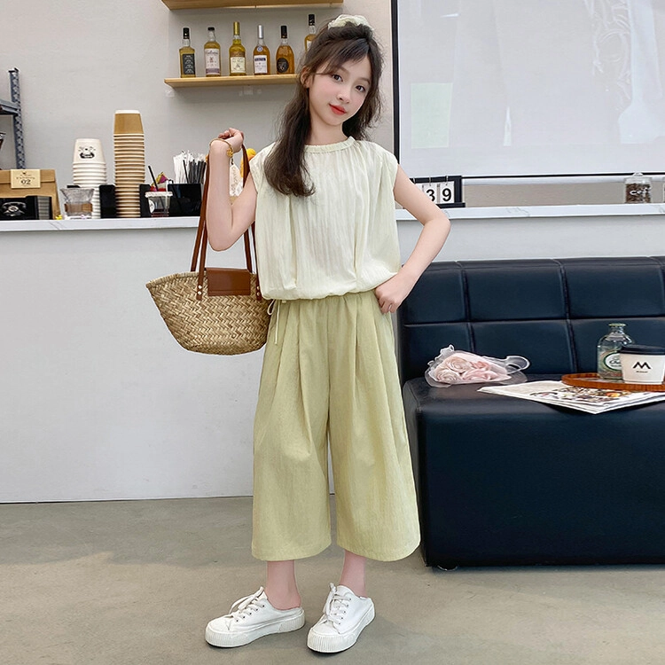 比比我儿童套装  休闲运动 女童夏季服装 小孩衣服 小女孩七分裤 大童潮牌