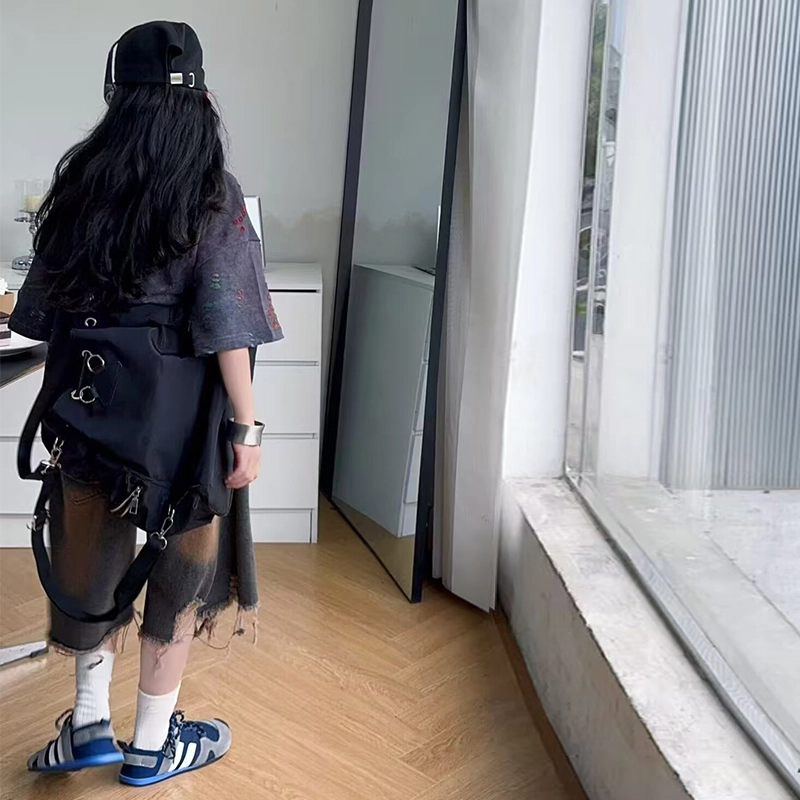 天才小熊休闲运动套装 女童夏季大童潮牌小孩衣服 小女孩 扎染烧花短袖加做旧破洞中裤  洋气时髦 漂亮 甜美