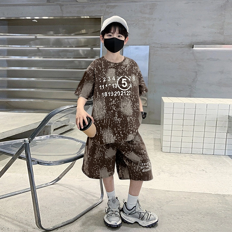 天才小熊休闲运动套装  男童夏季大童潮牌小孩衣服 小男孩短袖洋气时髦 舒适帅气轻便