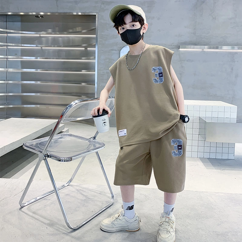 天才小熊休闲运动套装  男童夏季时尚帅气数字印花大童潮牌小孩衣服 小男孩短袖洋气时髦 舒适轻便