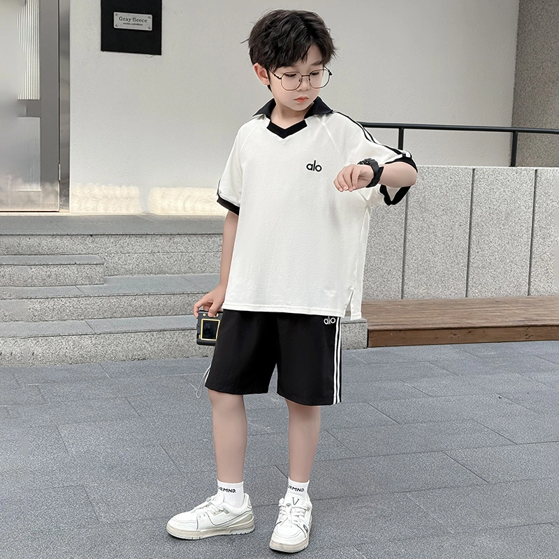 天才小熊休闲运动套装 男童夏季大童潮牌小孩衣服 小女孩短袖洋气时髦 帅气