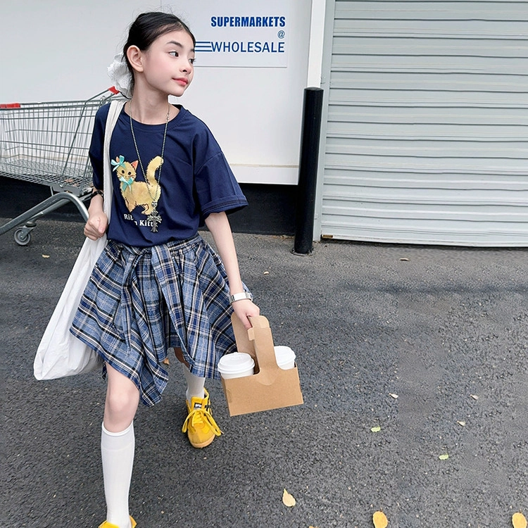天才小熊休闲运动套装 女童夏季大童潮牌小孩衣服 小女孩短袖洋气时髦 漂亮 甜美