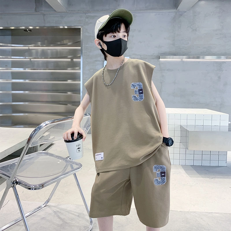 天才小熊休闲运动套装  男童夏季时尚帅气数字印花大童潮牌小孩衣服 小男孩短袖洋气时髦 舒适轻便
