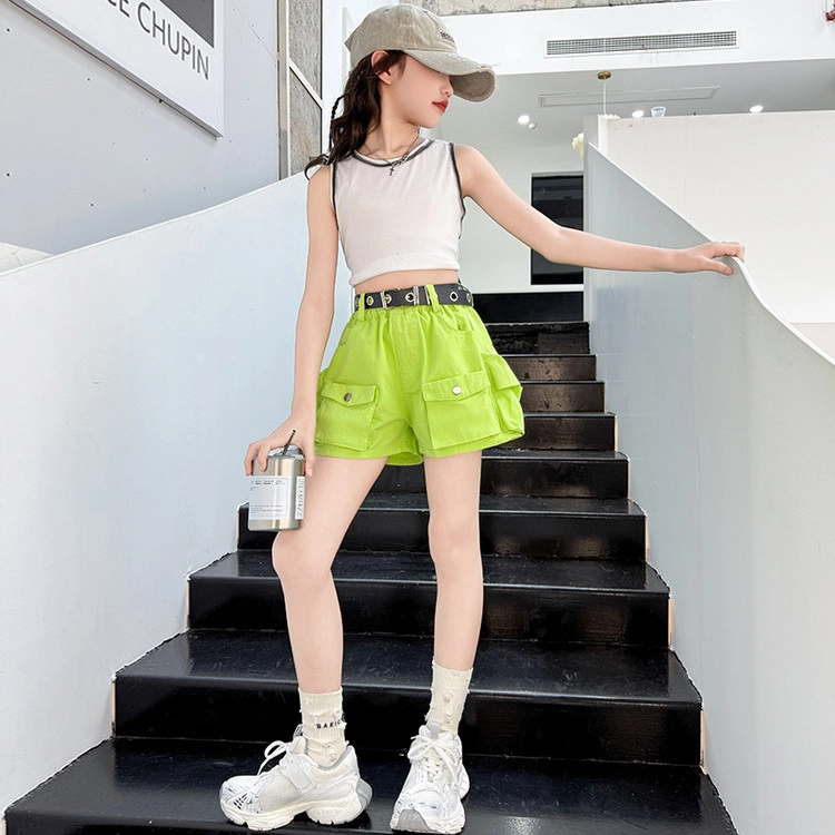 天才小熊女童夏季运动裤大童潮牌小孩衣服 青少年 网红多口袋工装短裤 洋气时髦 韩版直筒板