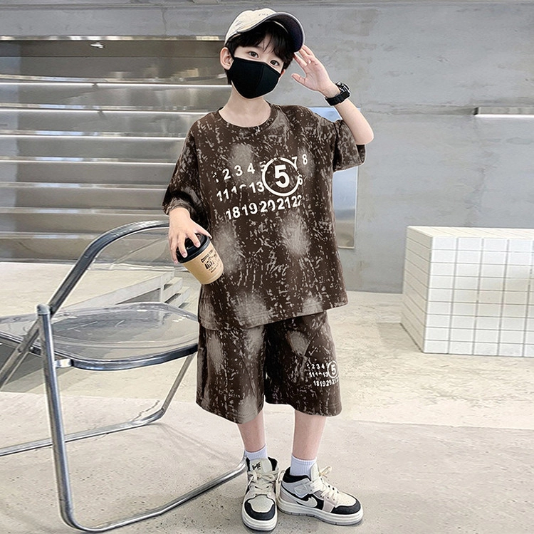 天才小熊休闲运动套装  男童夏季大童潮牌小孩衣服 小男孩短袖洋气时髦 舒适帅气轻便