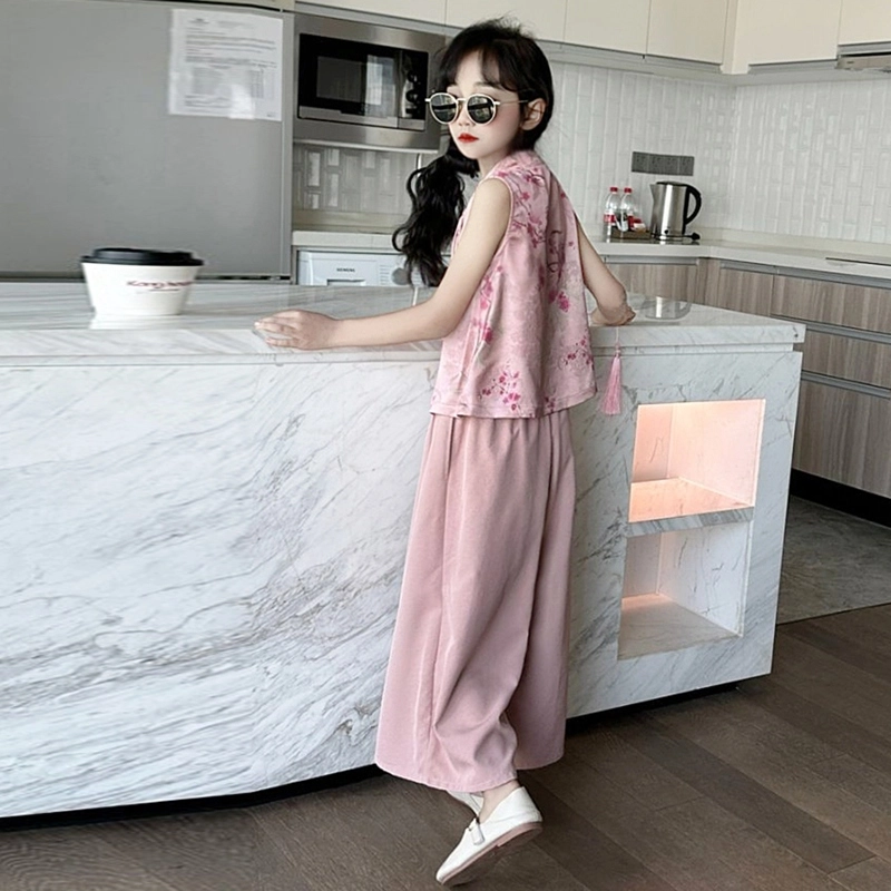 天才小熊汉服套装 女童夏季大童运动小孩衣服 小女孩 青少年复古唐装中国风洋气时髦 漂亮 甜美