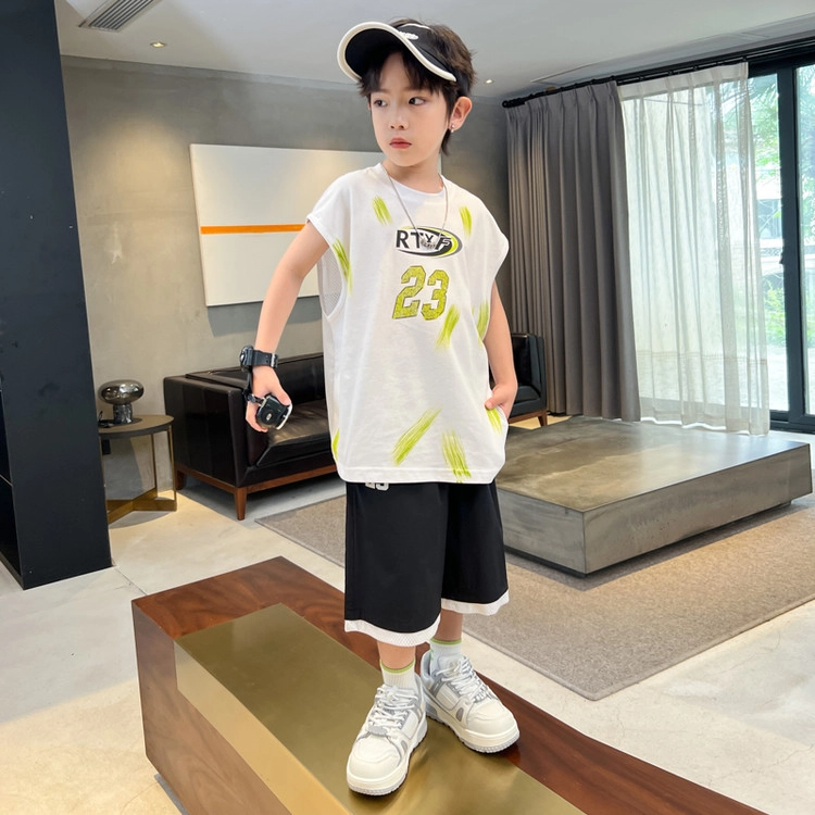 天才小熊休闲运动套装  男童夏季潮酷大童潮牌小孩衣服 小男孩短袖洋气时髦 舒适帅气轻便