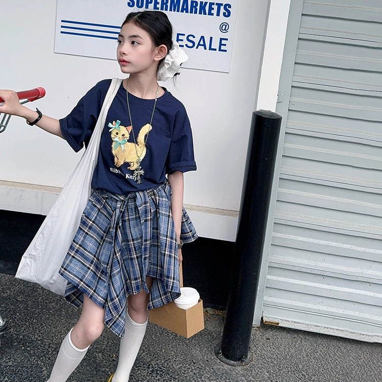 天才小熊休闲运动套装 女童夏季大童潮牌小孩衣服 小女孩短袖洋气时髦 漂亮 甜美