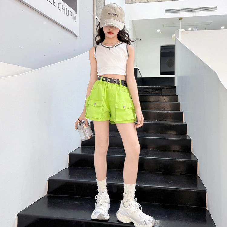 天才小熊女童夏季运动裤大童潮牌小孩衣服 青少年 网红多口袋工装短裤 洋气时髦 韩版直筒板
