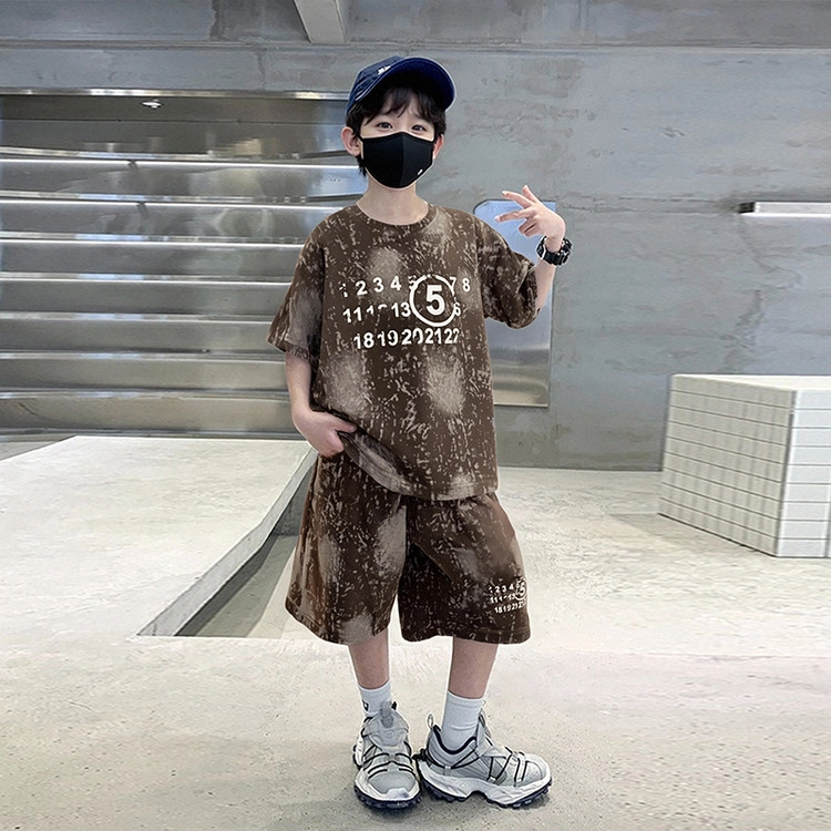 天才小熊休闲运动套装  男童夏季大童潮牌小孩衣服 小男孩短袖洋气时髦 舒适帅气轻便