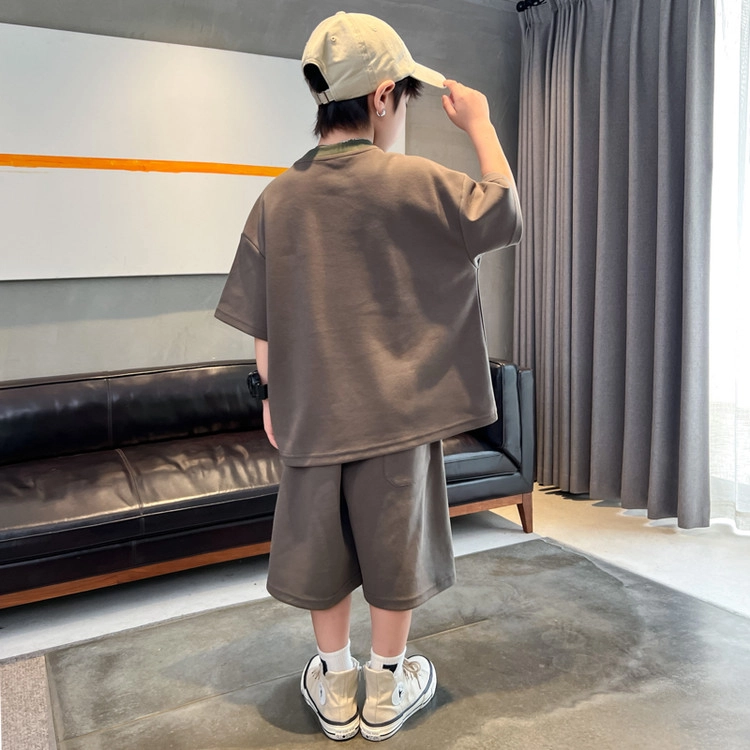 天才小熊休闲运动套装 韩版 男童夏季大童潮牌小孩衣服 小男孩短袖洋气时髦 舒适帅气轻便