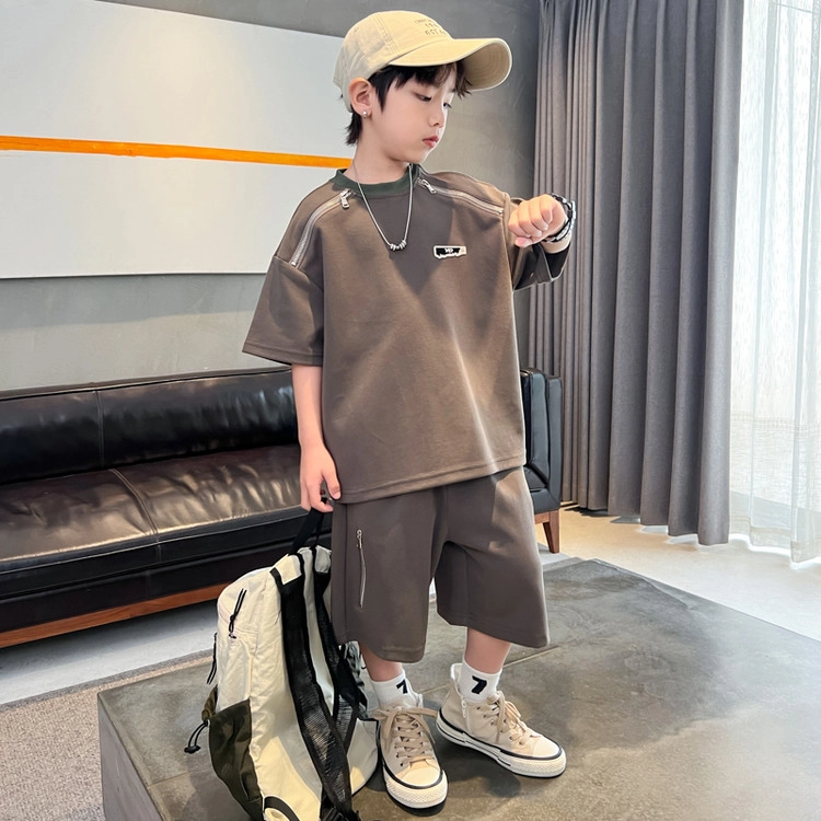 天才小熊休闲运动套装 韩版 男童夏季大童潮牌小孩衣服 小男孩短袖洋气时髦 舒适帅气轻便