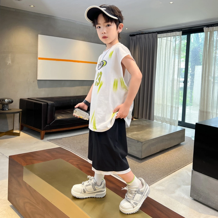 天才小熊休闲运动套装  男童夏季潮酷大童潮牌小孩衣服 小男孩短袖洋气时髦 舒适帅气轻便