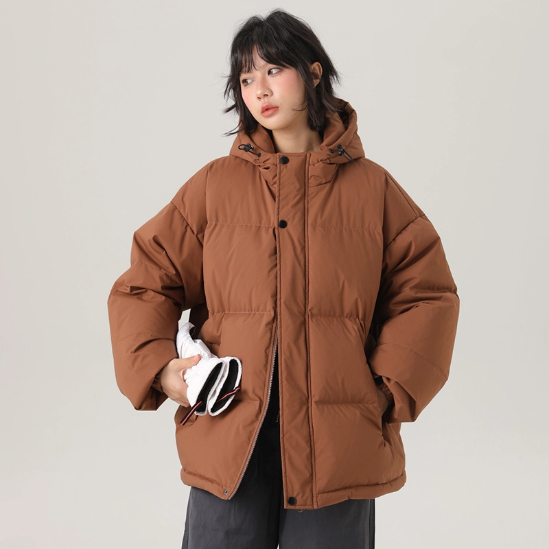 美式复古简约保暖连帽百搭上衣外套羽绒服 男款