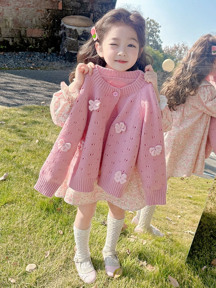 俞兆林裙装套装 女小童毛衣碎花裙子春秋洋气女宝宝春装连衣裙两件套