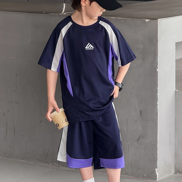 俞兆林休闲运动套装 俞兆林男童夏装短袖中大儿童夏季炸街夏款男孩两件