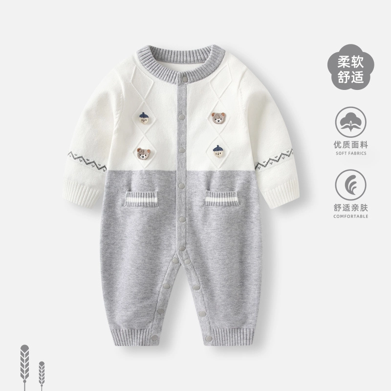 俞兆林连体衣/爬服 新生婴儿衣服秋装男宝宝超萌针织衫春秋季毛衣外套哈衣 儿童款