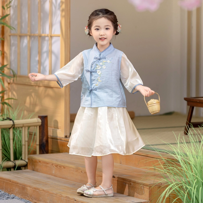 俞兆林裙装套装 优雅儿童汉服男女童夏季薄款演出服国风宝宝唐装中式服装
