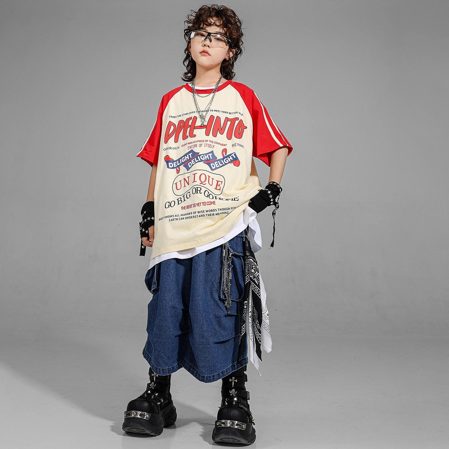 俞兆林牛仔裤 复古街舞潮服男女童嘻哈潮牌宽松炸街百搭潮流裤子