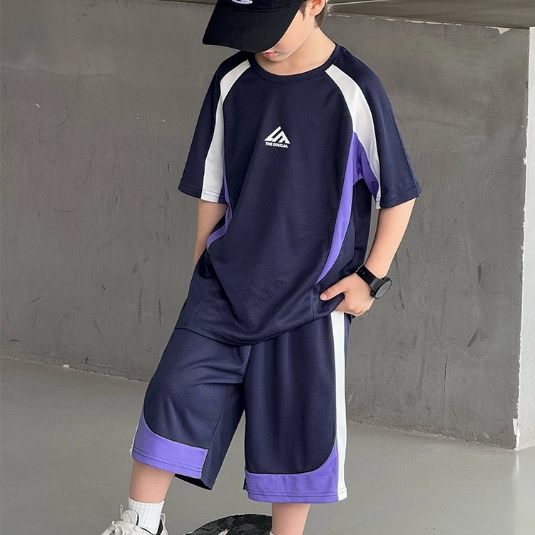 俞兆林休闲运动套装 俞兆林男童夏装短袖中大儿童夏季炸街夏款男孩两件