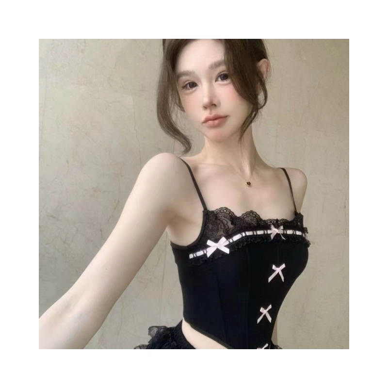 依钗 纯欲蕾丝蝴蝶结鱼骨吊带 女款