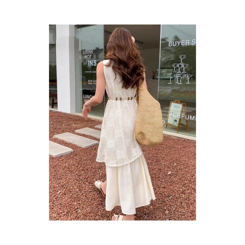 依钗 百搭简约通勤休闲无袖连衣裙 女款