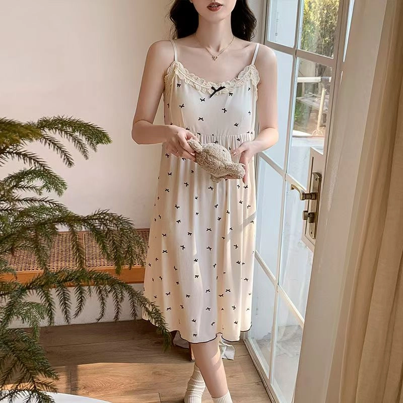 依钗 带胸垫睡裙女性感吊带夏季甜美可爱韩版休闲宽松睡衣家居服连衣裙 女款