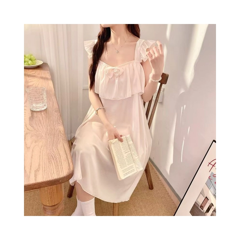依钗 睡裙女带胸垫夏季冰丝吊带裙睡衣夏天女士甜美家居服连衣裙 女款