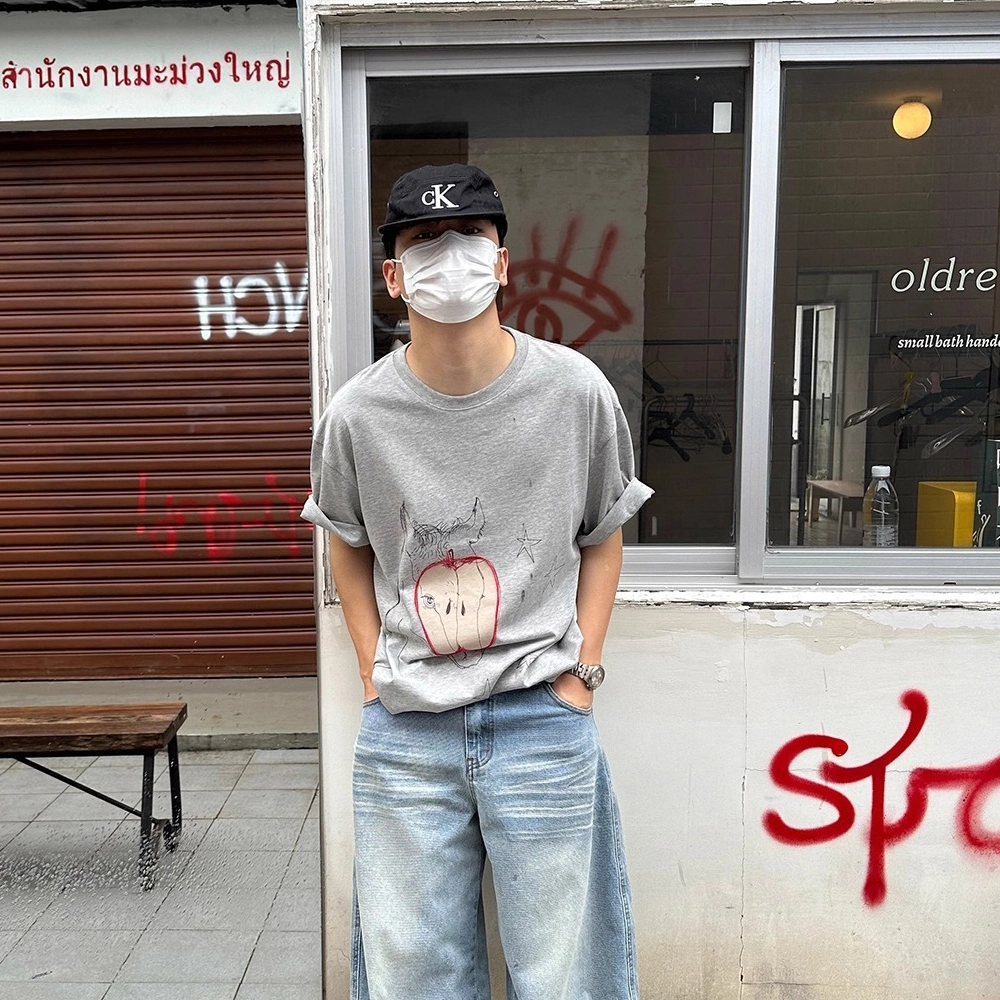 洞洞拐 美式复古水洗刺绣口袋设计直筒宽松休闲感百搭拖地长裤牛仔裤 男女同款