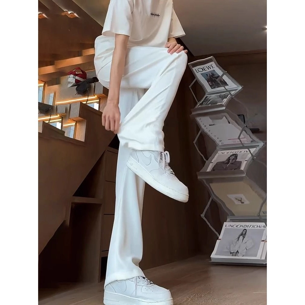 洞洞拐 美式极简宽松垂感百搭时尚松紧腰西装裤纯色潮运动休闲裤 男女同款