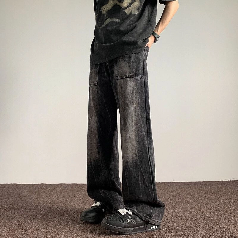 洞洞拐 设计感百搭内景大码美式水洗牛仔裤 男女同款